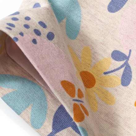 Mütze mit Blumen-Muster, beige & blau, Gr. 52/53 ALANA