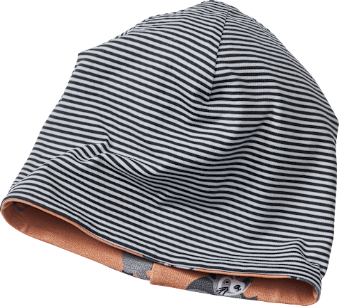 Mütze zum Wenden mit Waschbär-Muster, orange, Gr. 50/51 ALANA