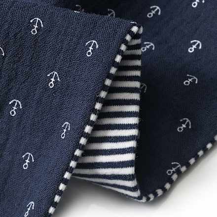 Schal aus Musselin mit Anker-Muster und Ringeln, blau, ca. 95 x 47 cm ALANA