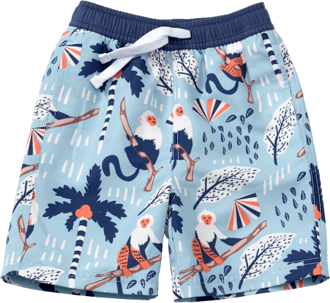 Badehose mit Affen-Muster, blau, Gr. 110/116 PUSBLU