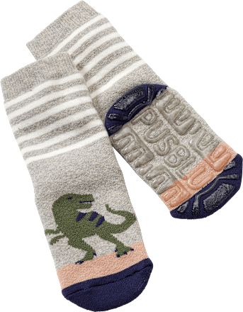 Stoppersocken mit Dino-Motiv, grau, Gr. 25/26 PUSBLU