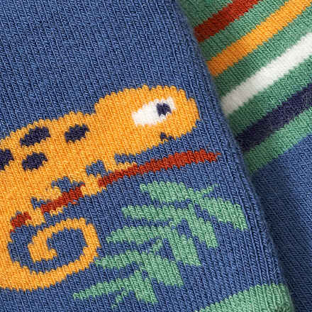 Stoppersocken mit Chamäleon-Motiv, grün & blau, Gr. 21/22 PUSBLU