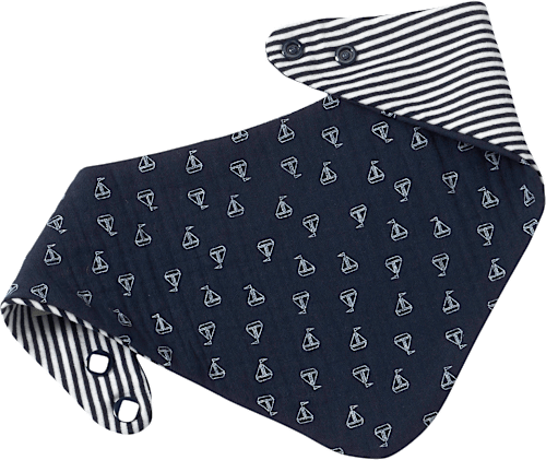 Halstuch zum Wenden aus Musselin mit Segelschiff-Muster, blau ALANA