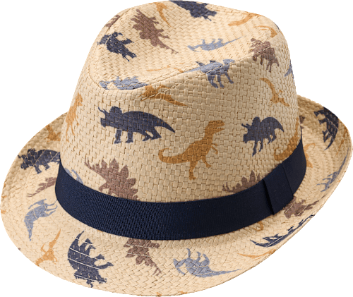 Strohhut mit Dino-Muster, beige, Gr. 52/53 PUSBLU