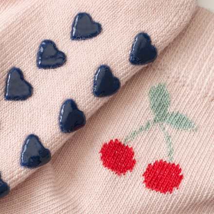 ABS Socken mit Kirsch-Motiv, rosa, Gr. 23/26 ALANA