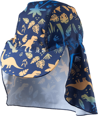 Bademütze mit Dino-Muster, blau, Gr. 48/49 PUSBLU