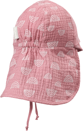 Mütze aus Musselin mit Regenbogen-Muster, rosa , Gr.48/49 ALANA