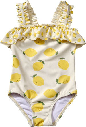 Badeanzug mit Zitronen-Muster, gelb & weiß, Gr. 98/104 PUSBLU