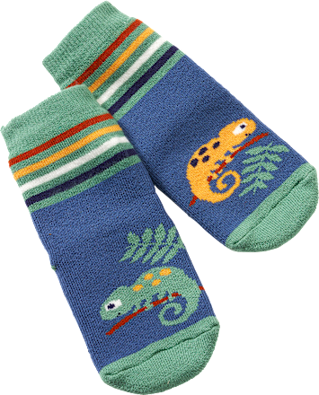 Stoppersocken mit Chamäleon-Motiv, grün & blau, Gr. 21/22 PUSBLU