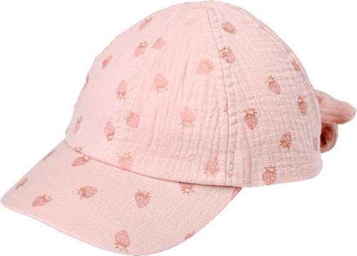 Basecap aus Musselin mit Erdbeeren-Muster, rosa, Gr. 52/53 PUSBLU