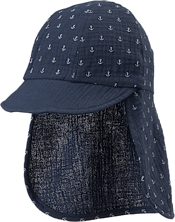 Schirmmütze aus Musselin mit Anker-Muster, blau, Gr. 54/55 ALANA