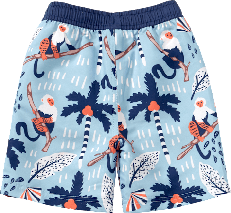 Badehose mit Affen-Muster, blau, Gr. 122/128 PUSBLU