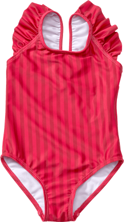 Badeanzug mit Streifen, rot, Gr. 122/128 PUSBLU
