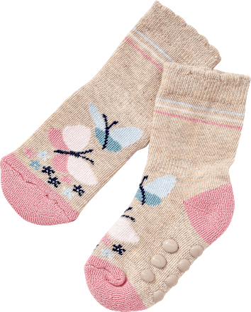 ABS Socken mit Schmetterling-Motiv, beige, Gr.19/22 PUSBLU