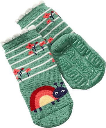 Stoppersocken mit Käfer-Motiv, grün, Gr. 19/20 ALANA