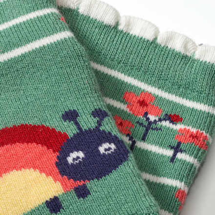 Stoppersocken mit Käfer-Motiv, grün, Gr. 19/20 ALANA