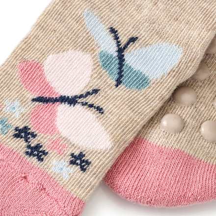 ABS Socken mit Schmetterling-Motiv, beige, Gr.19/22 PUSBLU