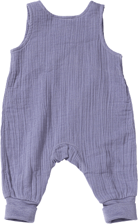 Strampler aus Musselin mit Mitwachs-Funktion, blau, Gr. 74 ALANA