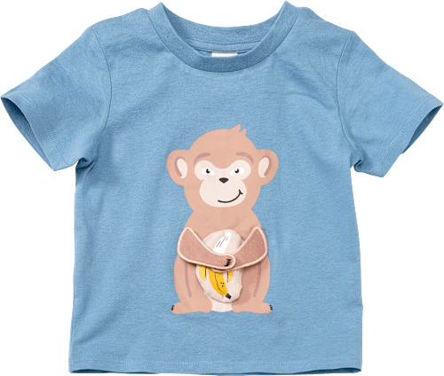 T-Shirt mit 3D-Affen-Applikation, blau, Gr. 104 ALANA
