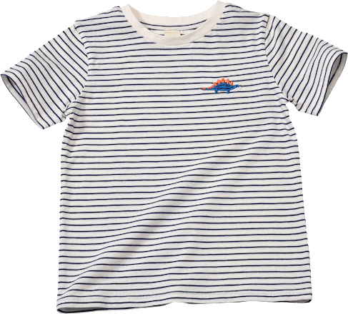 T-Shirt mit Ringeln & Dino-Motiv, weiß & blau, Gr. 122 ALANA