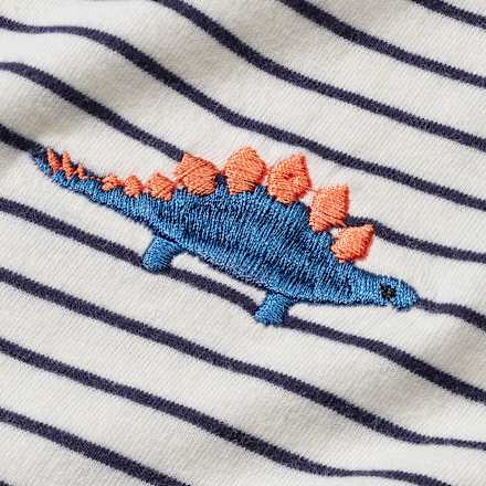 T-Shirt mit Ringeln & Dino-Motiv, weiß & blau, Gr. 122 ALANA