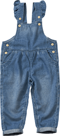 Latzhose mit Rüschen aus Jeansstoff, blau, Gr. 104 ALANA