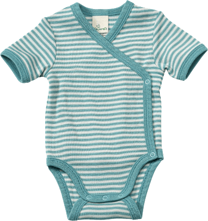 Wickelbody aus Bio-Wolle und Seide, blau & weiß, Gr. 62/68 ALANA