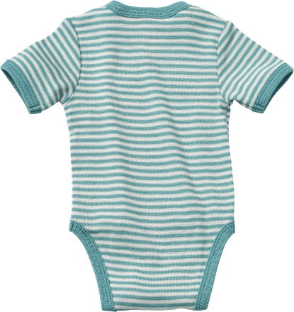 Wickelbody aus Bio-Wolle und Seide, blau & weiß, Gr. 74/80 ALANA