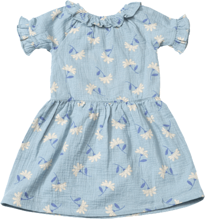Kleid aus Musselin mit Blumen-Muster, blau, Gr. 122 ALANA