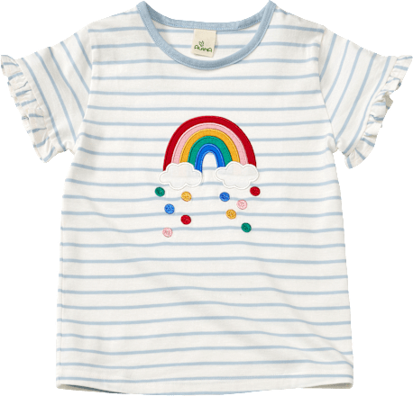 T-Shirt mit Regenbogen-Motiv, blau & weiß, Gr. 98 ALANA