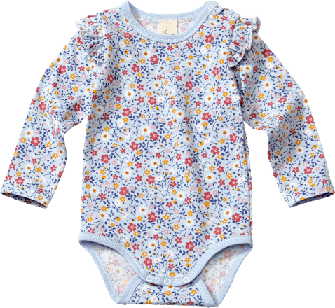 Body Langarm Pro Climate mit Blumen-Muster, blau, Gr. 86/92 ALANA