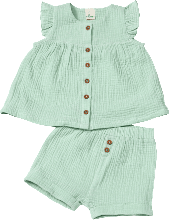 Set mit T-Shirt und kurzer Hose aus Musselin, grün, Gr. 74 ALANA