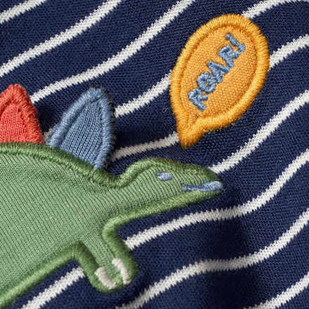 Body Langarm mit Dino-Motiv, blau, Gr. 86/92 ALANA