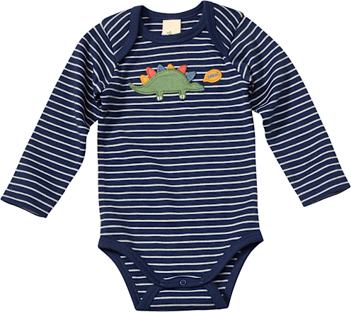 Body Langarm mit Dino-Motiv, blau, Gr. 86/92 ALANA