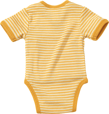 Wickelbody aus Bio-Wolle und Seide, gelb & weiß, Gr. 62/68 ALANA