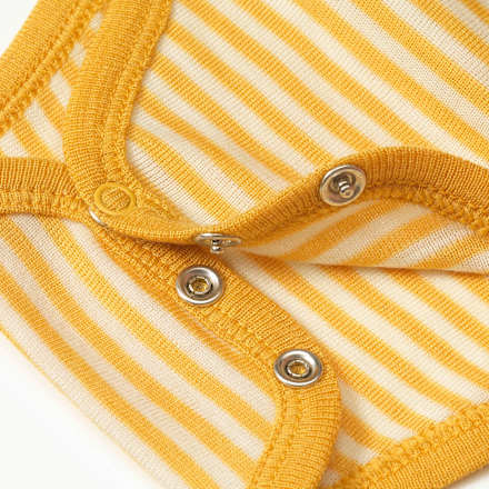 Wickelbody aus Bio-Wolle und Seide, gelb & weiß, Gr. 74/80 ALANA