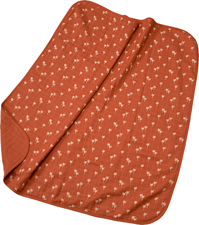 Decke aus Musselin mit Palmen-Muster, braun, ca. 1 x 1 m ALANA