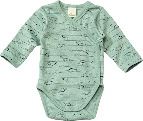 Wickelbody mit Dino-Muster, grün, Gr. 50/56 ALANA