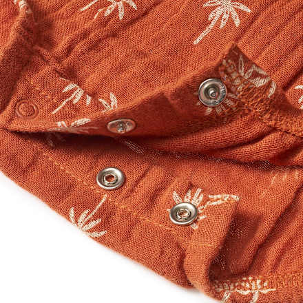 Body Kurzarm aus Musselin mit Palmen-Muster, braun, Gr. 74/80 ALANA