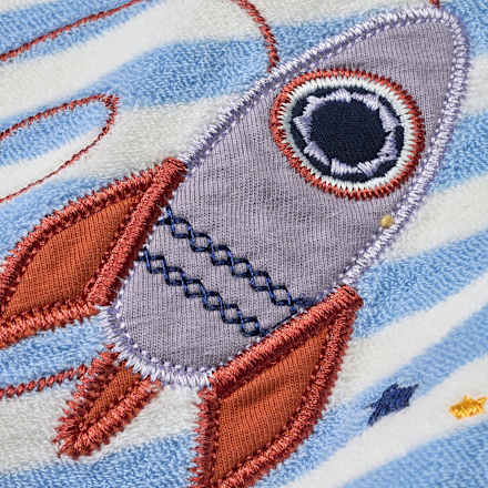 Lätzchen mit Raketen-Motiv, blau & weiß ALANA