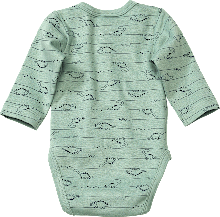Wickelbody mit Dino-Muster, grün, Gr. 50/56 ALANA