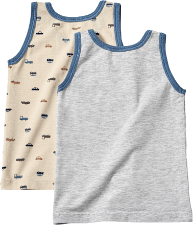 Unterhemden mit Auto-Motiv, beige + grau, Gr. 134/140 ALANA
