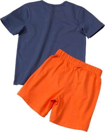 Schlafanzug mit Nachtleuchteffekt-Motiv, orange & blau, Gr. 122/128 PUSBLU
