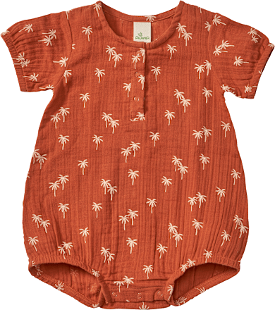 Body Kurzarm aus Musselin mit Palmen-Muster, braun, Gr. 98/104 ALANA