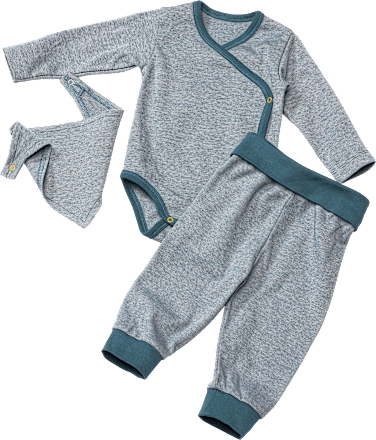 Set bestehend aus Wickelbody, Hose & Halstuch, blau, Gr. 62/68 ALANA