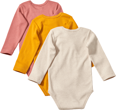 Bodys Langarm, rosa + gelb + beige, Gr. 74/80 ALANA