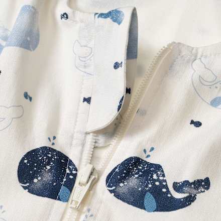 Schlafsack 0,5 TOG, mit Wal-Muster, weiß, 100 cm ALANA