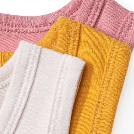 Bodys Ärmellos, rosa + gelb + beige, Gr. 86/92 ALANA