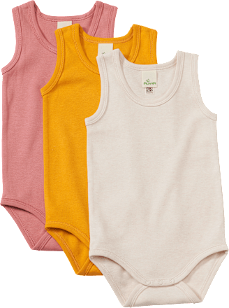 Bodys Ärmellos, rosa + gelb + beige, Gr. 86/92 ALANA