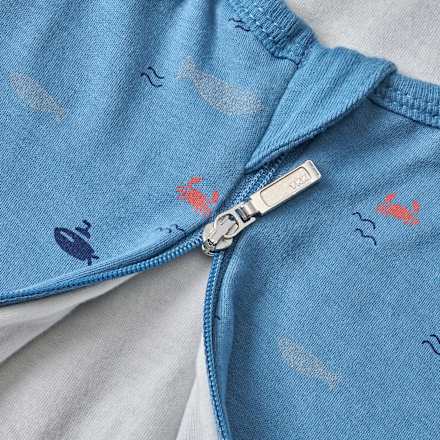 Schlafsack 1 TOG, mit Fisch-Krabben-Muster, blau, 70 cm ALANA